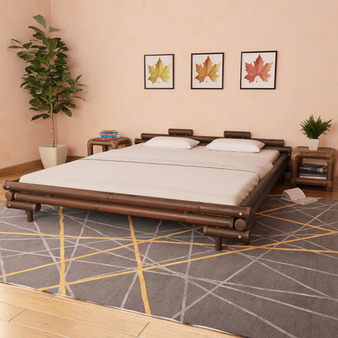 Aki Kagu -  Bed Frame Dark Brown Bamboo 180x200 cm 6FT Super King